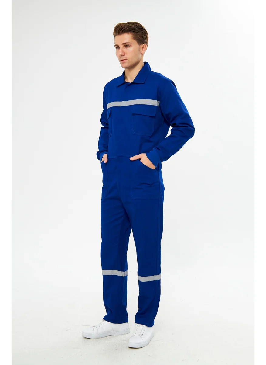 Mervem Jumpsuit All 100% Cotton Reflective Sax Blue