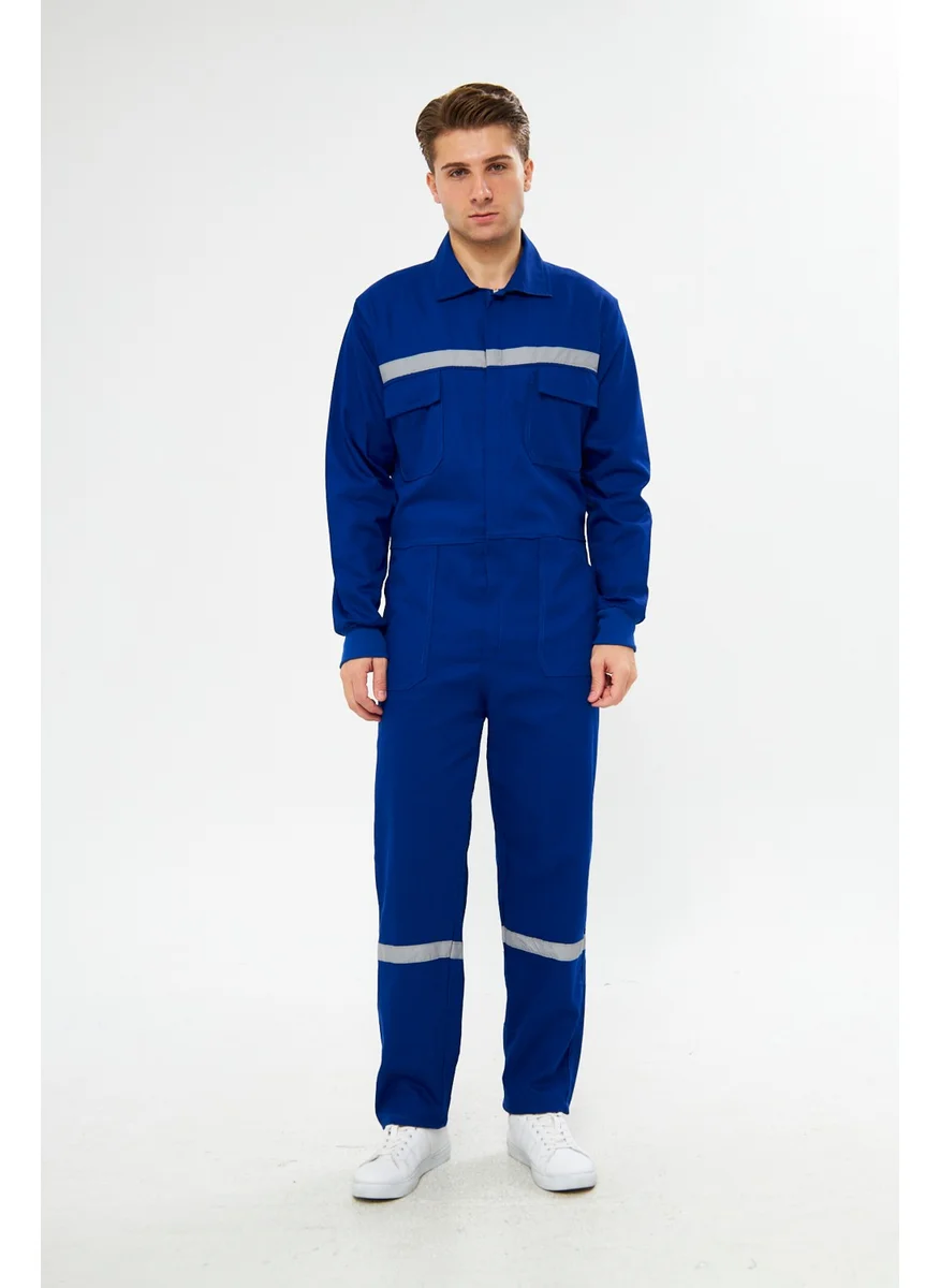 Mervem Jumpsuit All 100% Cotton Reflective Sax Blue