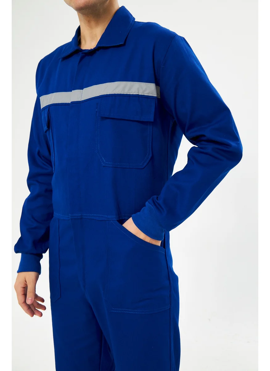 Mervem Jumpsuit All 100% Cotton Reflective Sax Blue