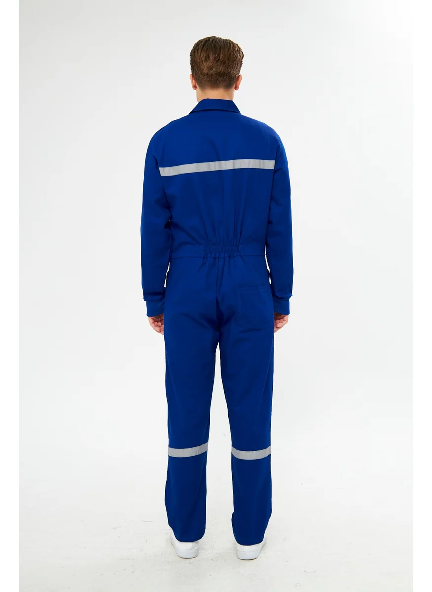 Mervem Jumpsuit All 100% Cotton Reflective Sax Blue