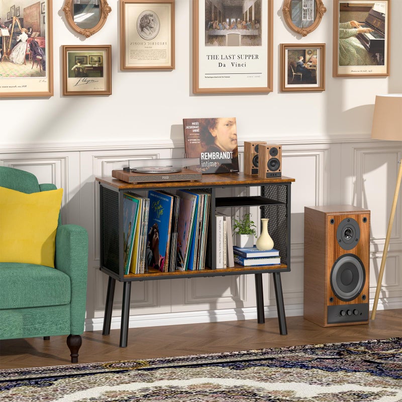 Simple Serenity Record Player Stand with Adjustable Divider Vinyl Storage Holder Up to 200 Albums Mid-Century Large Record Player Table Vinyl Holder Turntable Stand End Table for Bedroom & Living Room, Patent Pending - Image 4