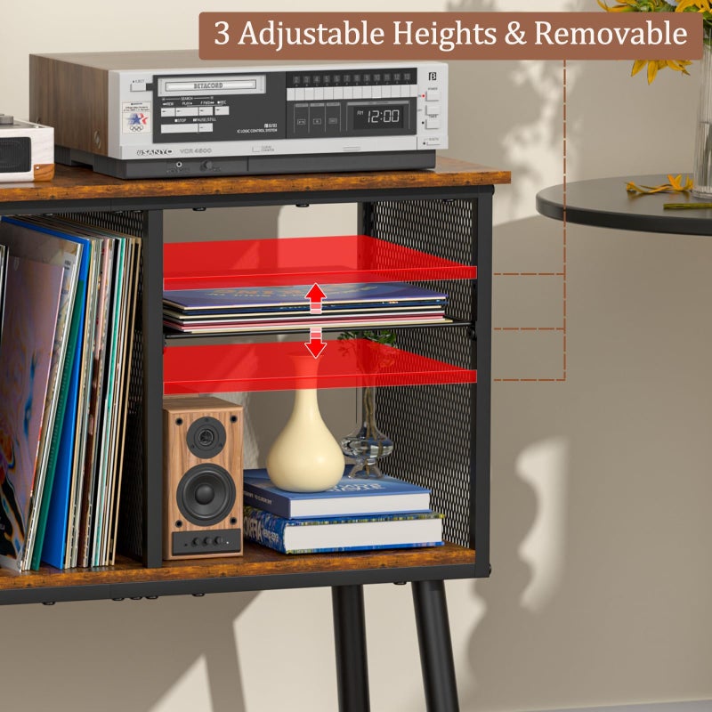 Simple Serenity Record Player Stand with Adjustable Divider Vinyl Storage Holder Up to 200 Albums Mid-Century Large Record Player Table Vinyl Holder Turntable Stand End Table for Bedroom & Living Room, Patent Pending - Image 2