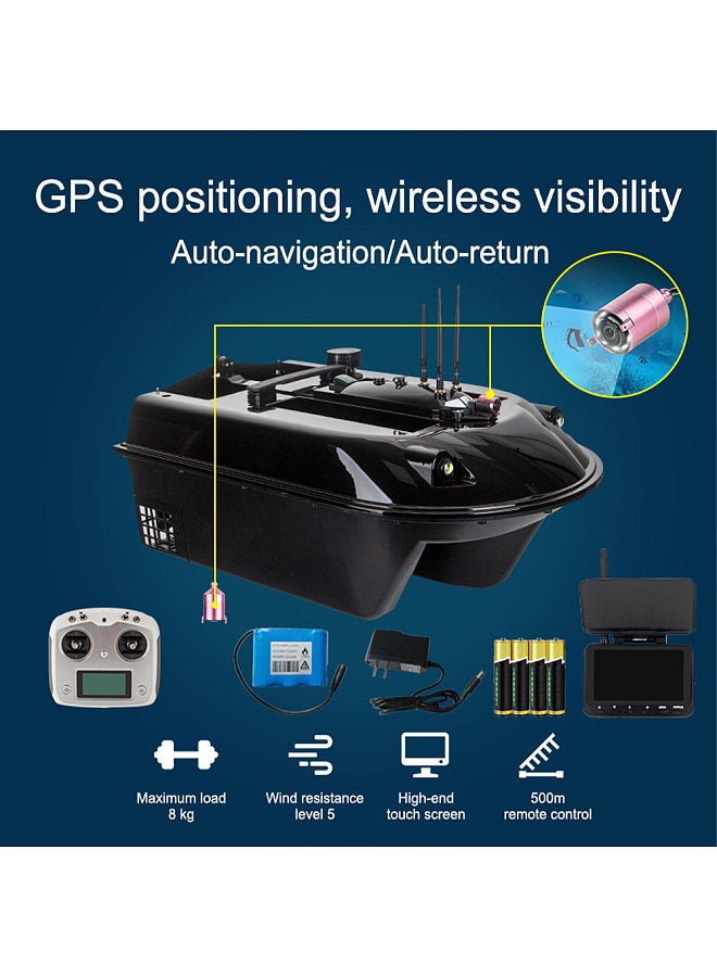Generic 500m Wireless GPS RC Fishing Bait Boat 8kg Large Capacity Auto Return 4 Bait Bin Bait Boat with 4.3 Inch Monitor - Image 2