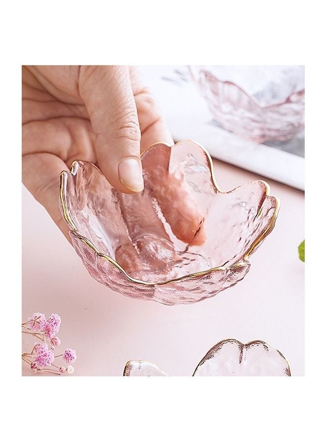 Pink Cherry Blossom Glass Bowl, Mini Cherry Blossom Shape Bowls for Dipping Sauce, Appetizer, Sushi, Dessert (Golden Edge, Set of 6) - Image 5