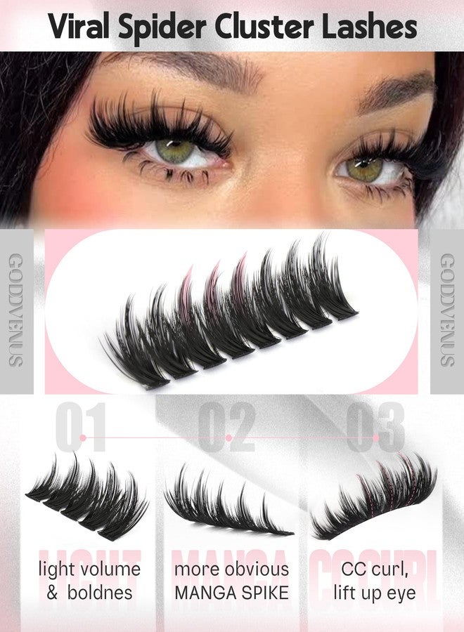 Goddvenus Fluffy Manga Lash Clusters 12-14-16mm Wispy Cluster Eyelash Extensions Anime Eyelashes Clusters Reusable Faux Mink Fairy Individual Lash Extension (CC Curve 128 pcs) - Image 5