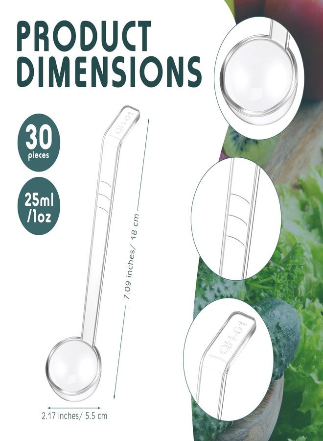FoldTier 30 Pieces 7 Inches 1 oz Small Ladle Mini Plastic Gravy Ladle Long Handle Ladles for Serving Dressings Soup Punch Bowl Fruit Juices Soup Cocktail Parties (Clear) - Image 2