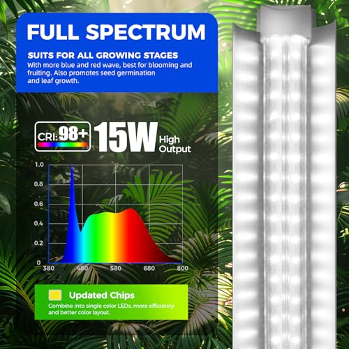 Barrina T8 Grow Lights for Indoor Plants, 5000K White Full Spectrum Grow Light Strip, 60W(4 x 15W), 1FT Plant Light for Greenhouse Indoor Growing, V-Shape with Reflector, Linkable, 4 Packs - Image 4