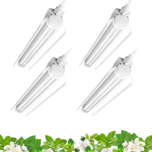 Barrina T8 Grow Lights for Indoor Plants, 5000K White Full Spectrum Grow Light Strip, 60W(4 x 15W), 1FT Plant Light for Greenhouse Indoor Growing, V-Shape with Reflector, Linkable, 4 Packs - Image 1