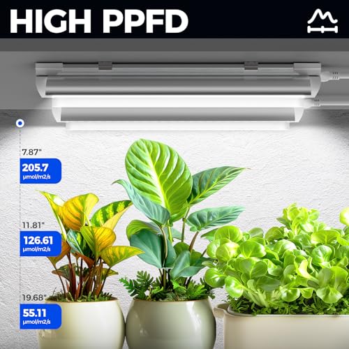 Barrina T8 Grow Lights for Indoor Plants, 5000K White Full Spectrum Grow Light Strip, 60W(4 x 15W), 1FT Plant Light for Greenhouse Indoor Growing, V-Shape with Reflector, Linkable, 4 Packs - Image 3