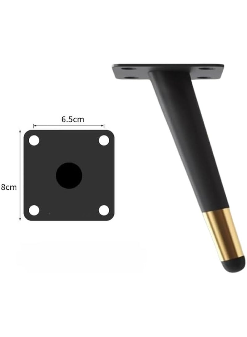 Modern Matte Black and Gold Tapered Furniture Legs set of 4– Oblique Metal Replacement Feet 15cm - Image 5