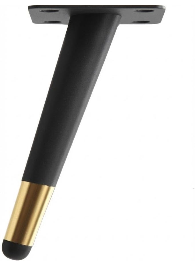 Modern Matte Black and Gold Tapered Furniture Legs set of 4– Oblique Metal Replacement Feet 15cm - Image 2