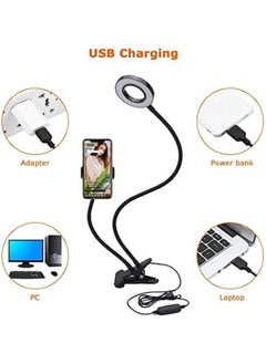 SHOPI Selfie Ring Light with Cell Phone Holder Stand for Live Stream & Makeup,LED Camera Light with Lazy Bracket for Video/Photography, Desk Lamp for Bedroom, Office, Kitchen  - Image 5