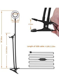 SHOPI Selfie Ring Light with Cell Phone Holder Stand for Live Stream & Makeup,LED Camera Light with Lazy Bracket for Video/Photography, Desk Lamp for Bedroom, Office, Kitchen  - Image 3