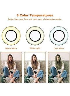 SHOPI Selfie Ring Light with Cell Phone Holder Stand for Live Stream & Makeup,LED Camera Light with Lazy Bracket for Video/Photography, Desk Lamp for Bedroom, Office, Kitchen  - Image 2