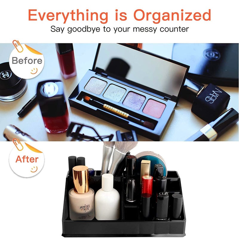 TETRIX 16 Grid Acrylic Cosmetic Makeup Organizer, Lipstick Storage Box, Lip Gloss Display Stand Holder Organizer, Pure Black, 20L x 12W x 7H CM - Image 4