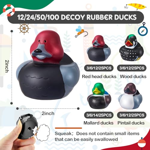 Deekin 24 Pcs Mallard Rubber Ducks 2 Inch Decoy Duck Themed Party Favors Mallard Rubber Ducks for Ducky Hunting Party Cruise Ships for Shower Birthday Gift Activity Stylish - Image 5