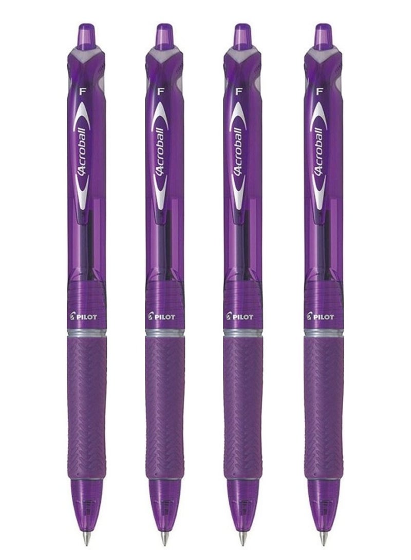 PILOT قلم حبر جاف قابل للسحب 4 قطع طرف رفيع حبر بنفسجي - Image 1