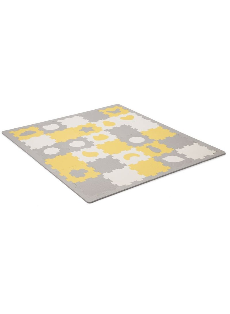 Kinderkraft Mata Puzzle Luno Shapes Mat 30pcs - Yellow - Image 2