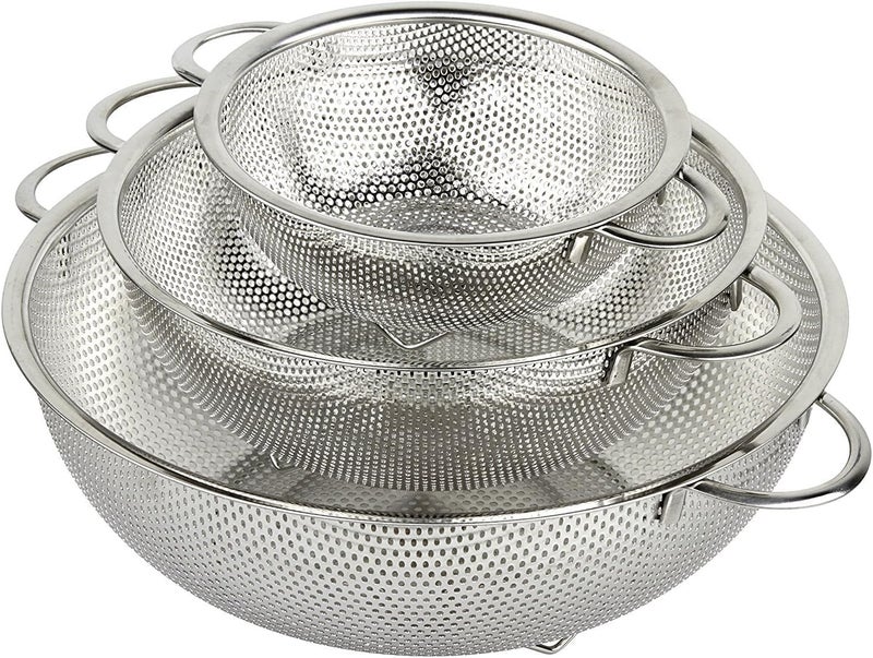 Olpad 3 Pcs Rice Bowl Strainer for Food Draining Rinsing Washing Bowl Colander Set with Heavy Duty Handles and Selfdraining Solid Ring Base Dishwasher Safe - Image 1