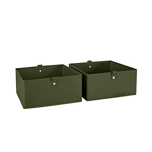 RiverRidge Kids 2pc Folding Storage Bins Set - 10.5” Bin Organizer with Handles - Olive Closet Organizer and Storage for Toys, Games, Shoes - Foldable Cube Storage Organizer Bins for Playroom, Nursery - Image 1
