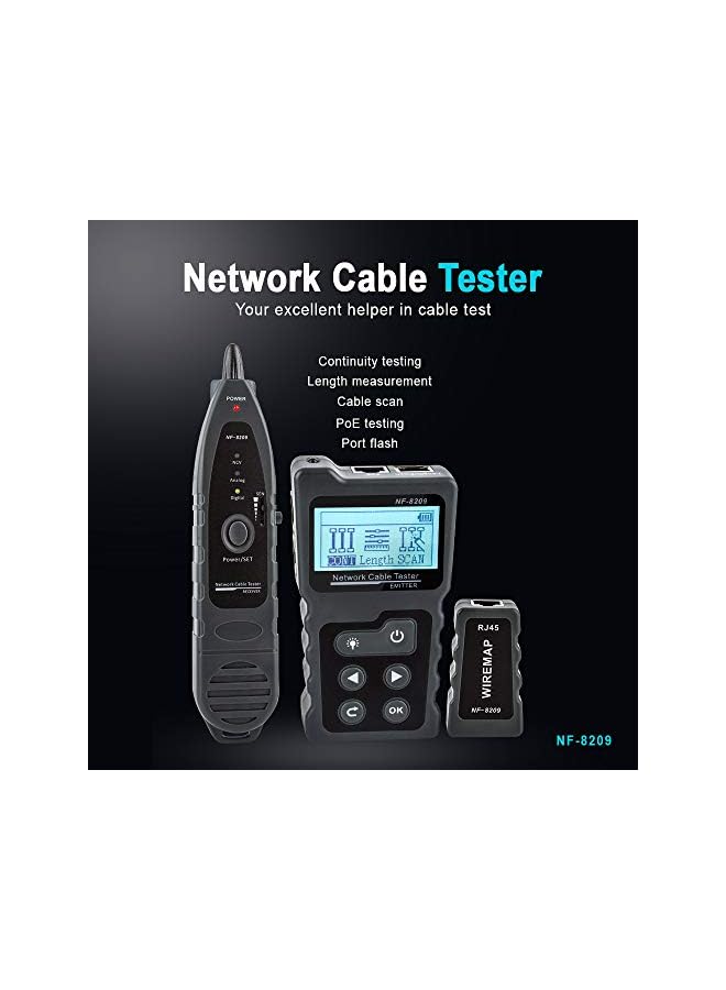 Multi-functional LCD Network Cable Tester Wire PoE Checker Inline PoE Voltage and Current Tester with Cable Tester with Illuminate Function - Image 2