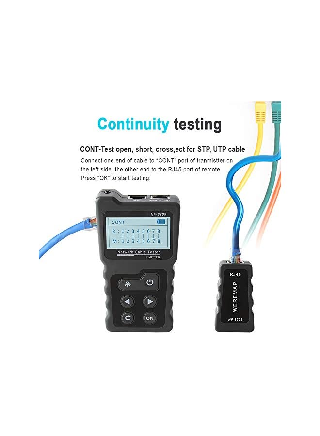 Multi-functional LCD Network Cable Tester Wire PoE Checker Inline PoE Voltage and Current Tester with Cable Tester with Illuminate Function - Image 3