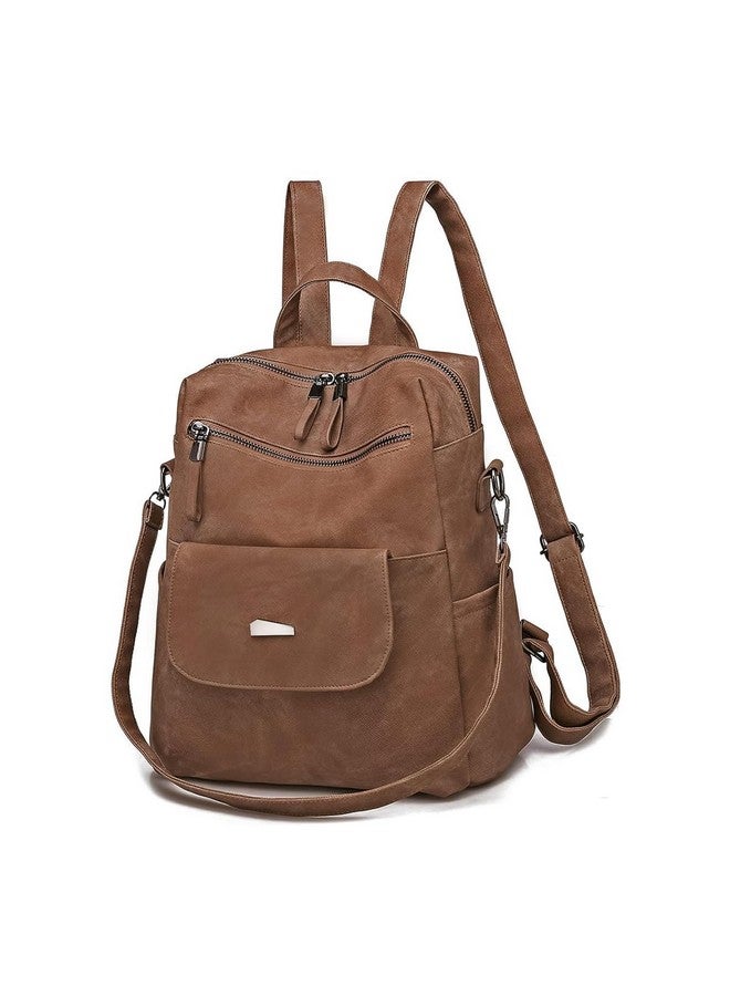 PALAY® PU Leather Backpack for Women Stylish College Bag for Girls Soft Backpack for Girls Travel Backpacks Vintage Shoulder Bags Casual Handbags Sling Shoulder Bags Gifts for Women and Girls - Brown - Image 1