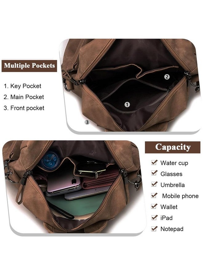 PALAY® PU Leather Backpack for Women Stylish College Bag for Girls Soft Backpack for Girls Travel Backpacks Vintage Shoulder Bags Casual Handbags Sling Shoulder Bags Gifts for Women and Girls - Brown - Image 4