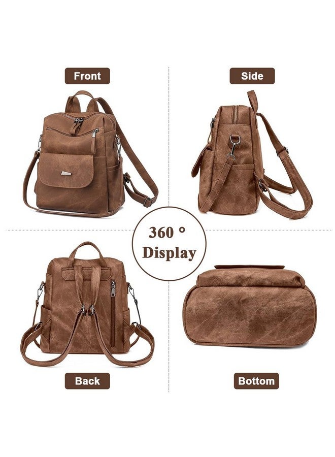 PALAY® PU Leather Backpack for Women Stylish College Bag for Girls Soft Backpack for Girls Travel Backpacks Vintage Shoulder Bags Casual Handbags Sling Shoulder Bags Gifts for Women and Girls - Brown - Image 5