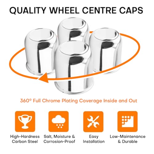 GTownWorks 4Pcs 3.19inch Trailer Wheel Center Caps Fit 3.19" Center Bore Truck Trailer RV SUV Wheels Rims, Carbon Steel Silver Hub Covers - Image 3
