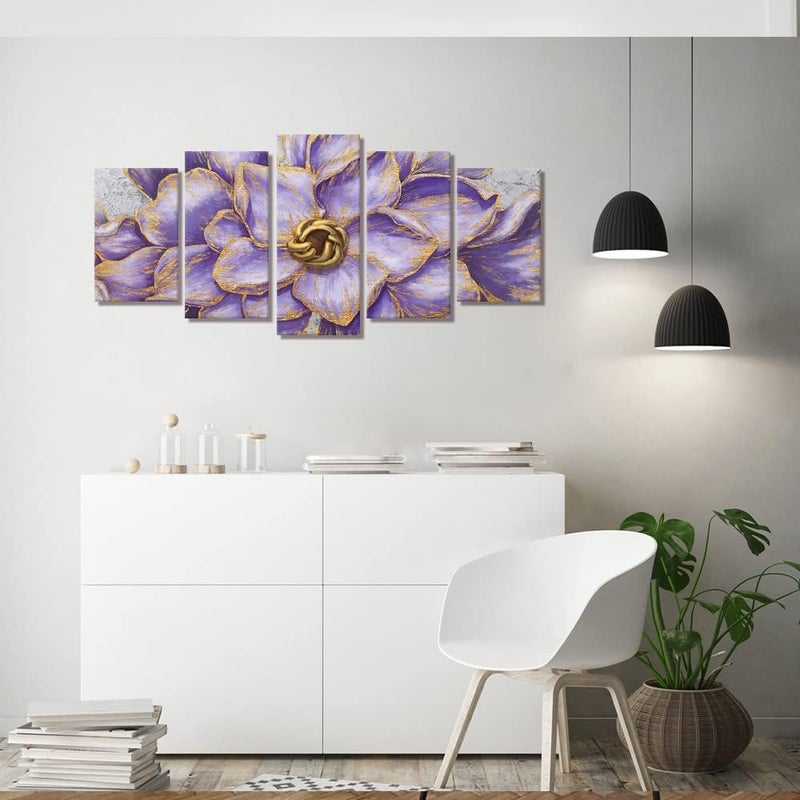 Kalormore Vintage Purple Gold Flower Canvas Art - Image 4