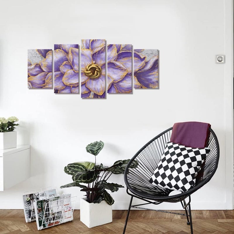 Kalormore Vintage Purple Gold Flower Canvas Art - Image 3