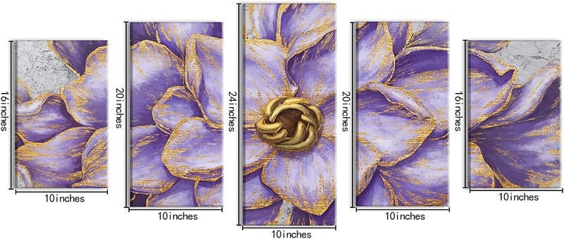 Kalormore Vintage Purple Gold Flower Canvas Art - Image 5