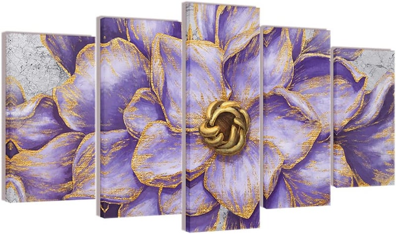 Kalormore Vintage Purple Gold Flower Canvas Art - Image 1