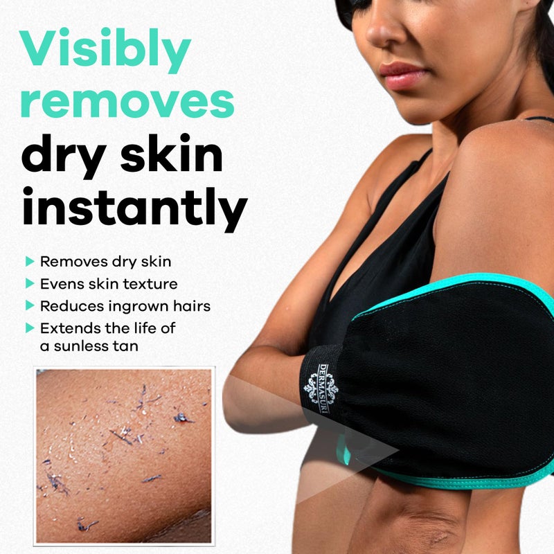 Dermasuri Deep Exfoliating Glove - Polishing Mitt Body Scrubber - Korean Skin Cleaner Exfoliator & Dead Skin Buffing Treatment - Keratosis Pilaris Scrub Remover- Shower Skincare (1 Pack) - Image 2