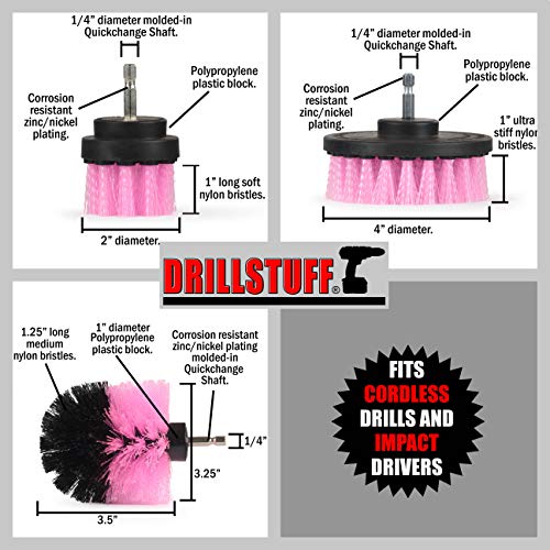 Drillstuff Cleaning Supplies - Bathroom Accessories - Drill Brush - Shower Cleaner - Tile Scrubber - Bathtub Scrub Brush - Bath Mat - Sink - Shower Door - Grout Cleaner Brush - Flooring - Porcelain - Fiberglass - Image 5