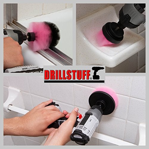 Drillstuff Cleaning Supplies - Bathroom Accessories - Drill Brush - Shower Cleaner - Tile Scrubber - Bathtub Scrub Brush - Bath Mat - Sink - Shower Door - Grout Cleaner Brush - Flooring - Porcelain - Fiberglass - Image 2
