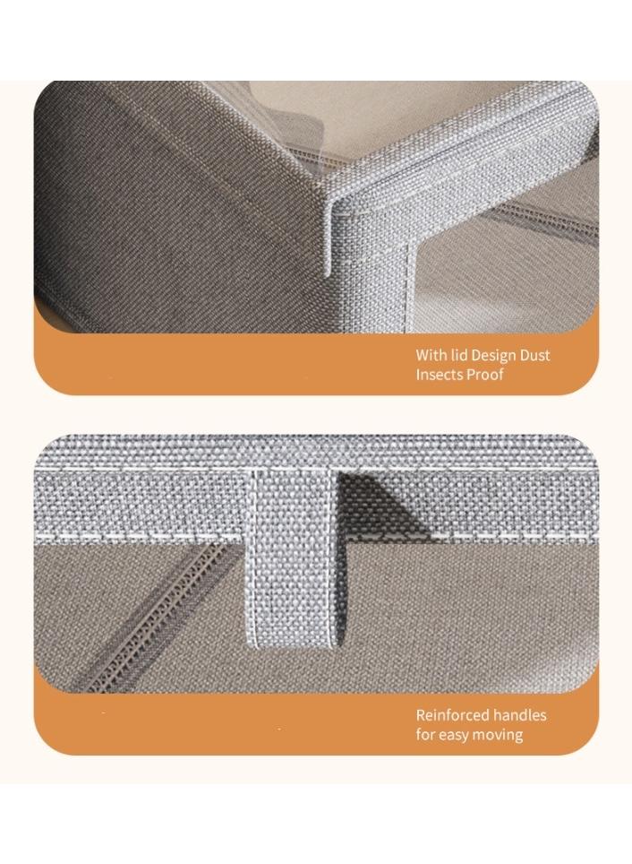 Y&D Large Storage Baskets for Shelves | Sturdy Fabric Closet Storage Bins for Organizing with Clear Window| 17"x10"x8" Collapsible Home Organization with Lid,  3-Pack-1  - Image 4