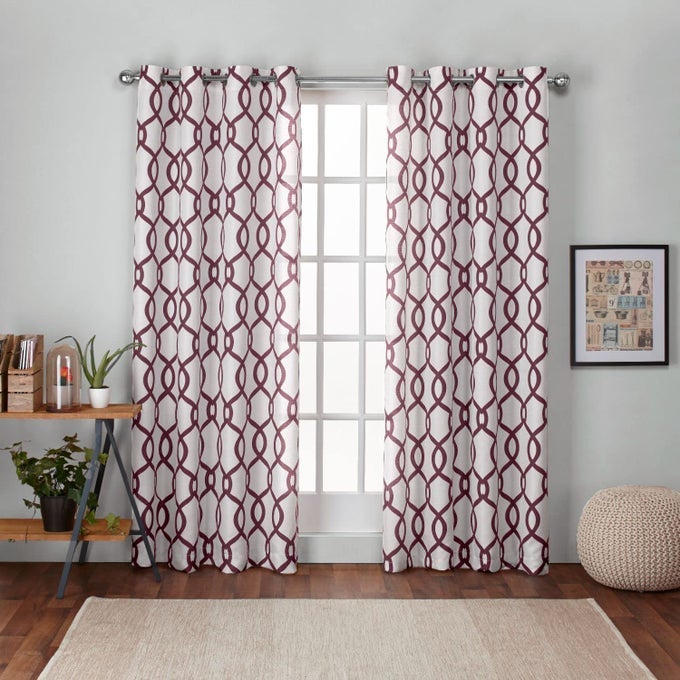 Kochi Light Filtering Linen Blend Grommet Top Curtain Panel Pair 54x96 Burgundy