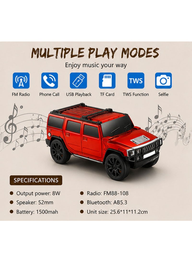 لاكوز مكبر صوت بلوتوث WS-590 بتصميم سيارة، مزود براديو FM، يدعم منفذ USB/بطاقة TF، وتقنية TWS للاقتران، وبطارية قابلة للشحن بسعة 1500 مللي أمبير، وقوة صوت 8 واط، ومكبر صوت لاسلكي محمول مع خاصية الاتصال بدون استخدام اليدين، لون أحمر - Image 5