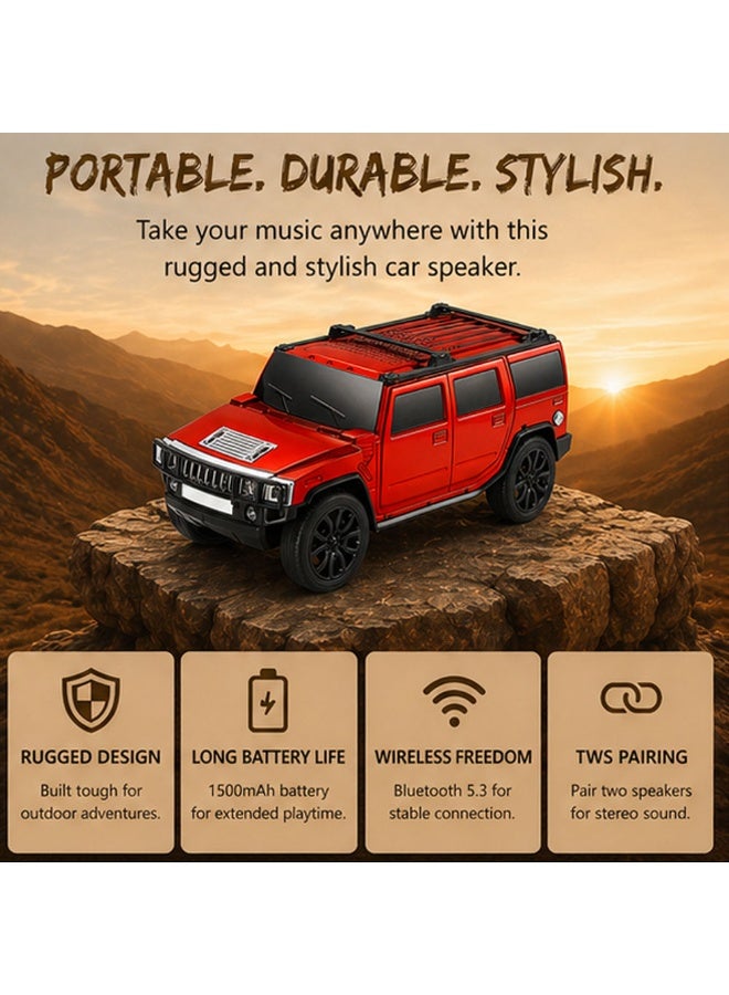 لاكوز مكبر صوت بلوتوث WS-590 بتصميم سيارة، مزود براديو FM، يدعم منفذ USB/بطاقة TF، وتقنية TWS للاقتران، وبطارية قابلة للشحن بسعة 1500 مللي أمبير، وقوة صوت 8 واط، ومكبر صوت لاسلكي محمول مع خاصية الاتصال بدون استخدام اليدين، لون أحمر - Image 3