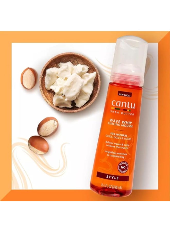 Cantu Wave Whip Curling Mousse 248 ml - Shea Butter Formula Creates Crunch-Free Touchable Waves, Gentle on Wavy, Curly & Coily Hair - Image 4