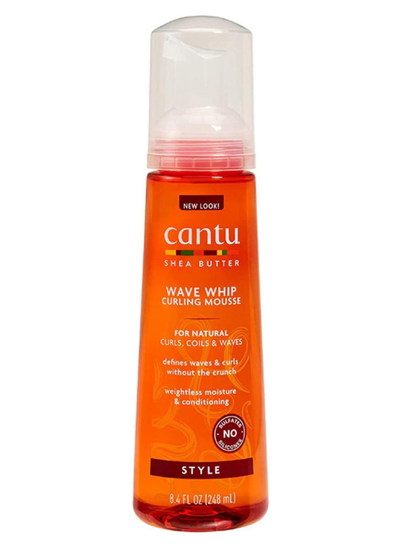 Cantu Wave Whip Curling Mousse 248 ml - Shea Butter Formula Creates Crunch-Free Touchable Waves, Gentle on Wavy, Curly & Coily Hair - Image 1
