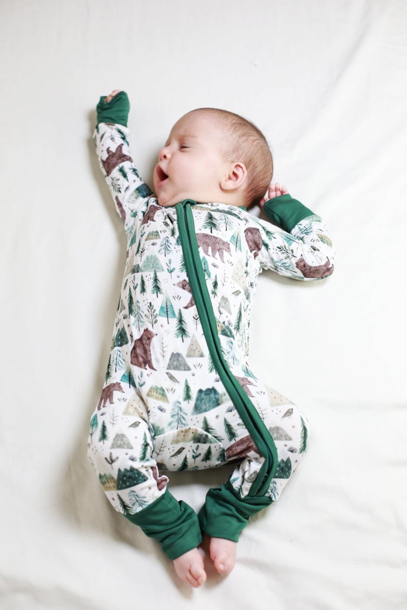 Miaoberry Bamboo Viscose Baby Sleeper Zipper Footie Pajamas â€“ Soft Breathable Infant Sleepwear with Two-Way Zip, Newborn/Infant Boy Girl â€“ Forest Bear Neutral Print - Image 2