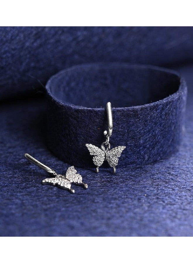 CLARA أقراط فراشة فيا من فضة ستيرلنج 925 كلارا | مطلية بالبلاتين، زيركون سويسري | هدية للنساء والفتيات - Image 2