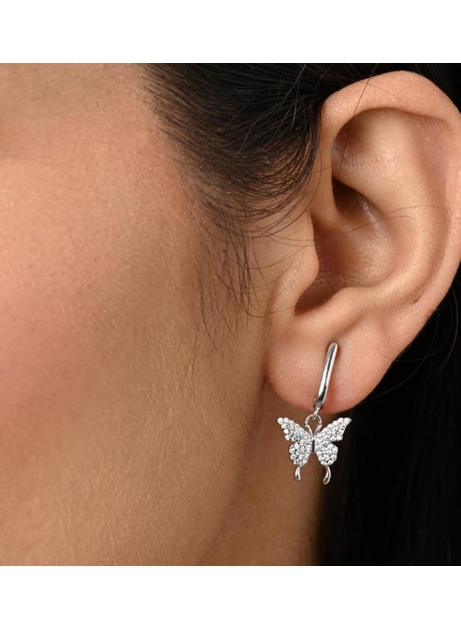 CLARA أقراط فراشة فيا من فضة ستيرلنج 925 كلارا | مطلية بالبلاتين، زيركون سويسري | هدية للنساء والفتيات - Image 4