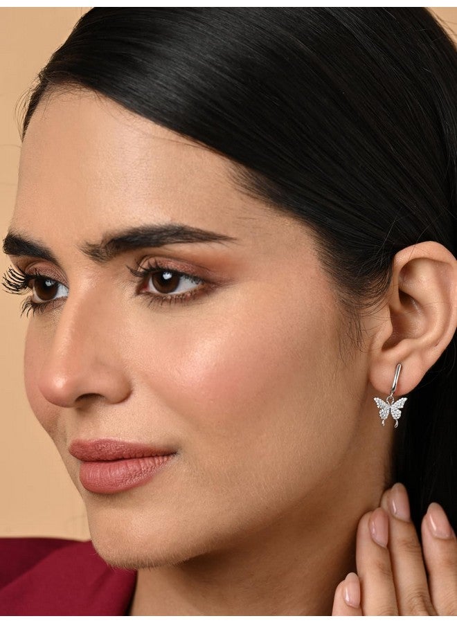 CLARA أقراط فراشة فيا من فضة ستيرلنج 925 كلارا | مطلية بالبلاتين، زيركون سويسري | هدية للنساء والفتيات - Image 3