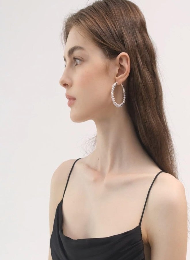 Gemini Women's Silver Plated Big Large Round Hoop Earring Valentine's Day Gifts Gm008, Size: 2 inches - Image 5