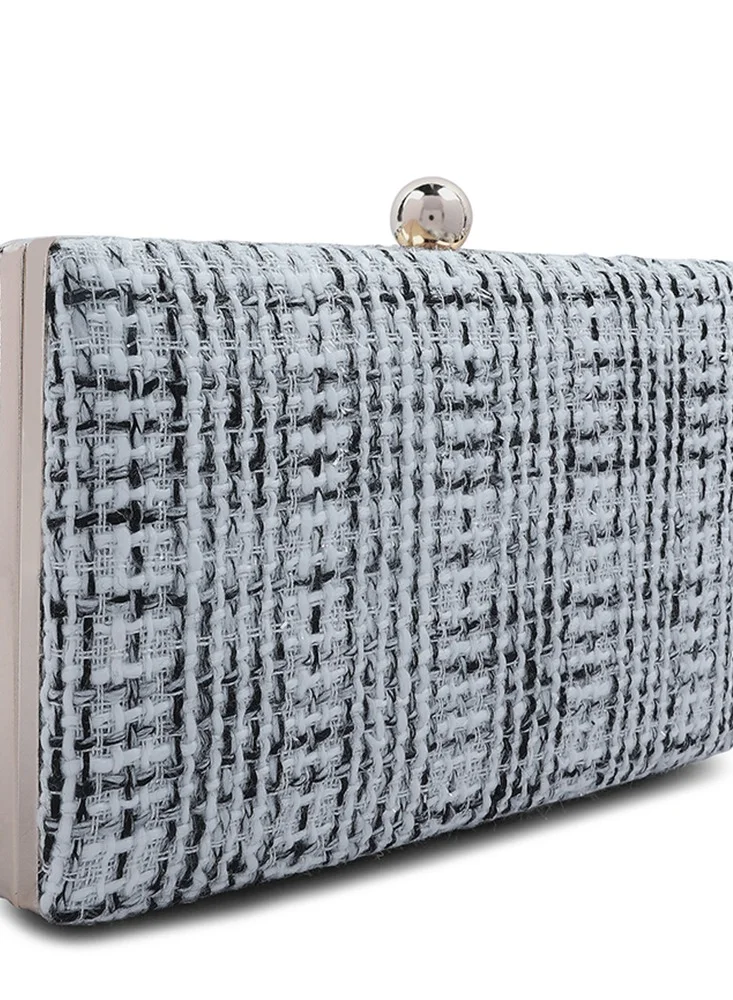 London Rag London Rag Women's White And Black Creative Weave Clutch Bag
