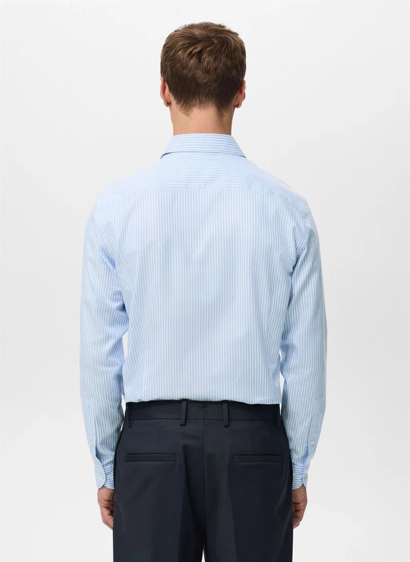 Mango Man 100% cotton slim-fit striped shirt